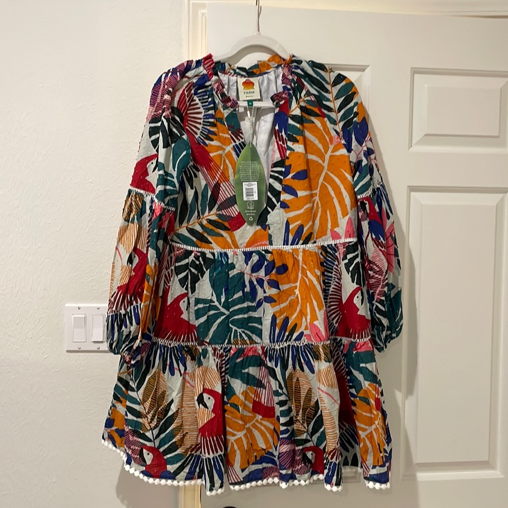 Farm rio off white macaw mini dress NWT